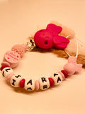 Schnullerkette mit Namen personalisiert Maus rosa pink Baby Geburt Geschenk