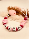 Schnullerkette Alpaka kleine Prinzessin rosa pink