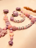 Schnullerkette, Kinderwagenkette Schmetterling Fee kleine Prinzessin flieder rosa
