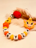 Schnullerkette Giraffe orange gelb rot Geschenk Baby Geburt