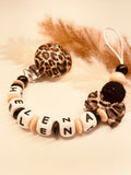 Schnullerkette leo beige schwarz