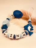 Schnullerkette Delfin kleiner Prinz blau