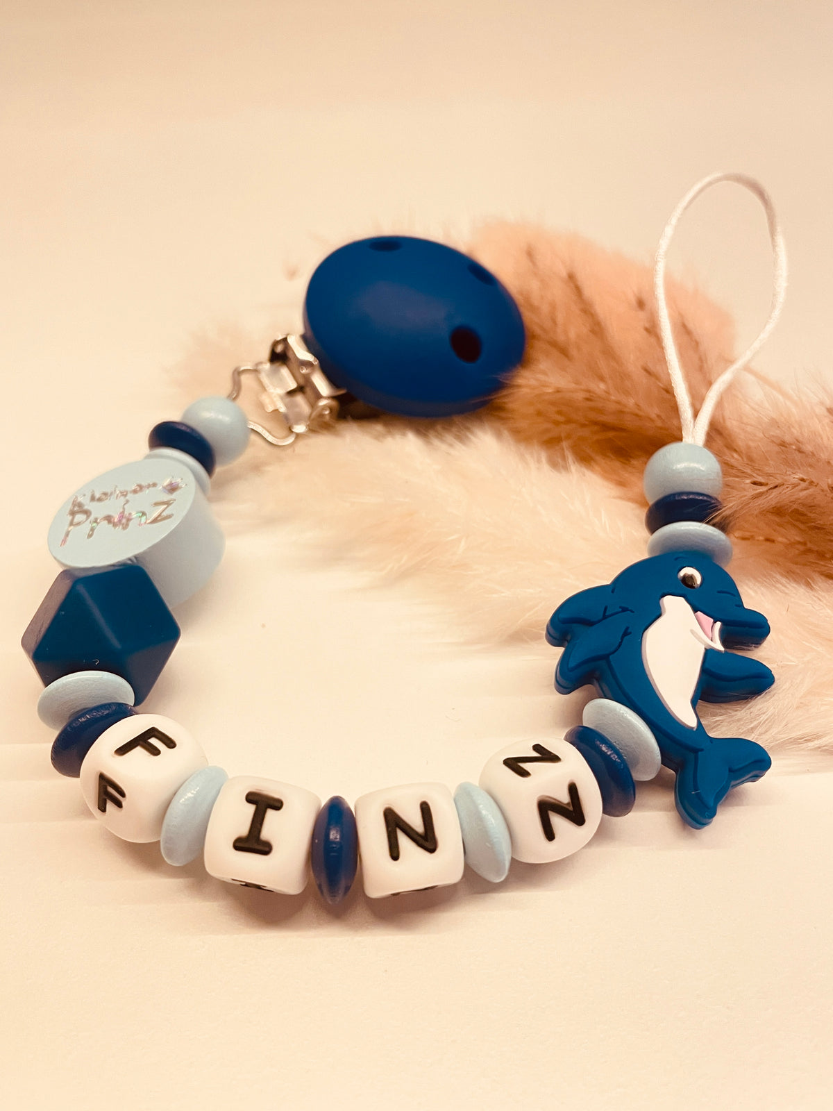 Schnullerkette Delfin kleiner Prinz blau