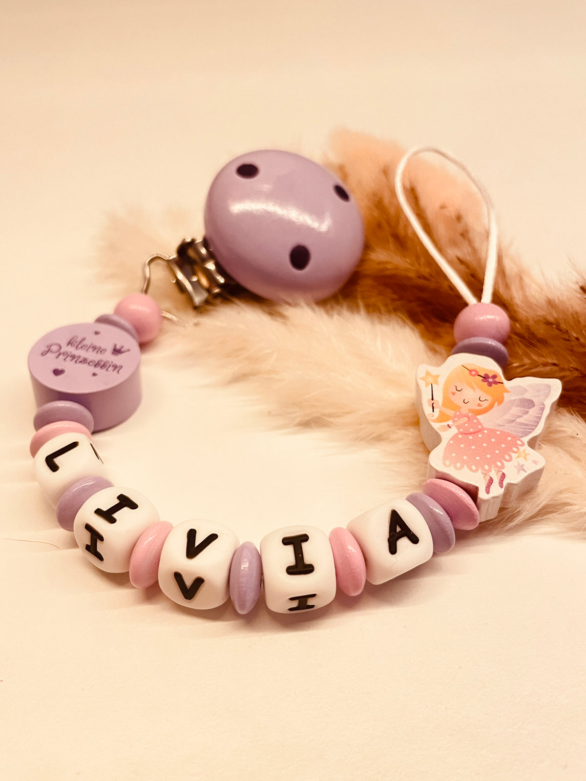 Schnullerkette Fee kleine Prinzessin flieder rosa