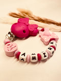 Schnullerkette Maus kleine Prinzessin arabisch rosa pink, personalisiert mit Namen