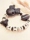 Schnullerkette kleine Prinzessin mit Rose pink personalisiert handgefertigt Babygeschenk Mädchen