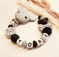 Schnullerkette Maus kleiner Prinz schwarz grau personalisiert handgefertigt Babygeschenk Junge