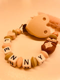 Schnullerkette mit Namen personalisiert Otter lint beige