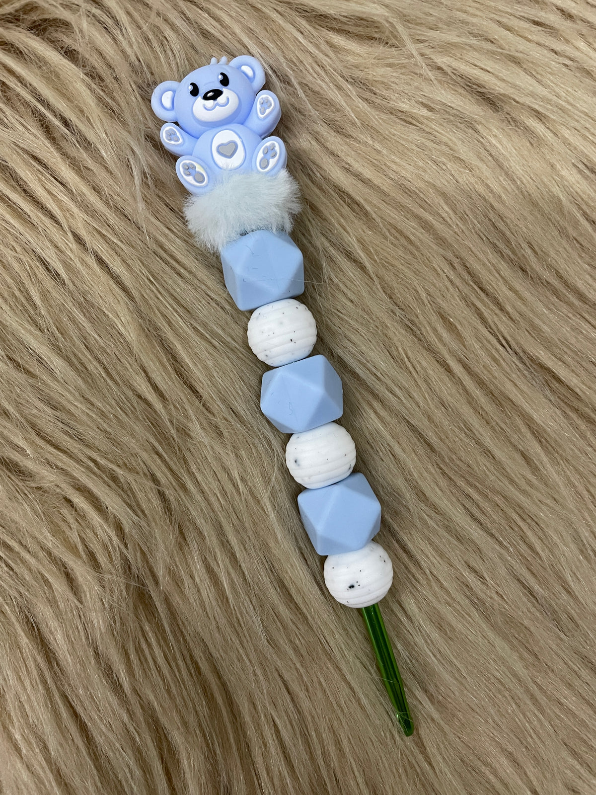 Häkelnadel Bär blau Silikon ergonomisch Häkelzubehör mit Tiermotiv
