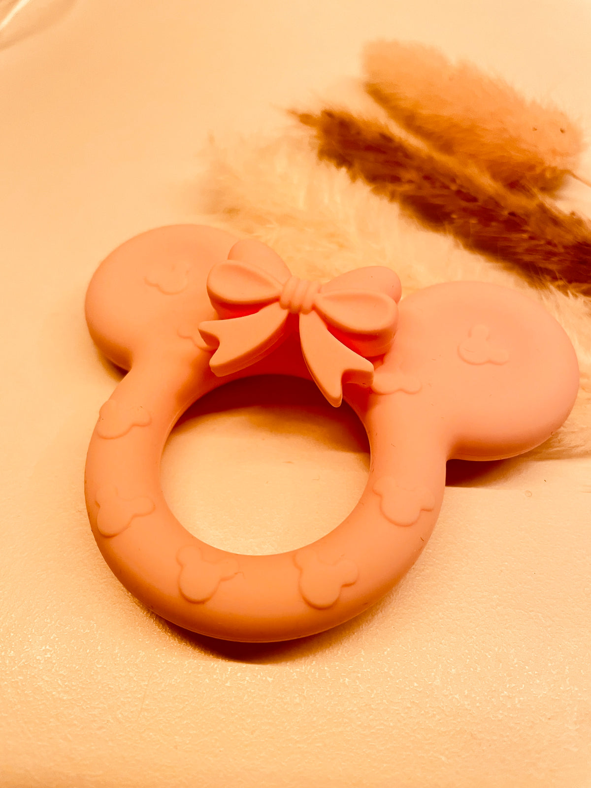 Schnullerkette, Kinderwagenkette, Greifring personalisiert Maus rosa