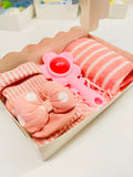 Geschenkbox mini 3-teilig pink, personalisiertes Babygeschenk