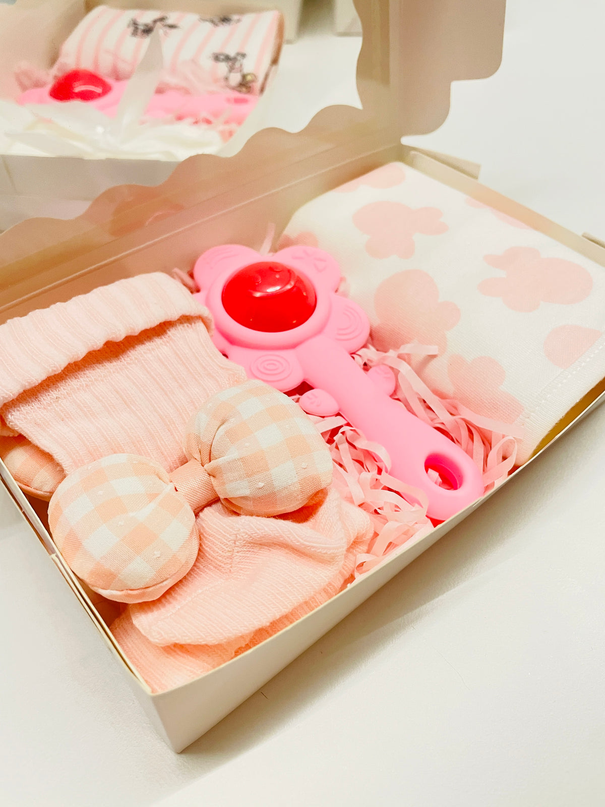 Geschenkbox mini 3-teilig rosa, personalisiertes Babygeschenk