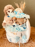 Windeltorte Faultier mit Schnullerkette personalisiert Babygeschenk handgefertigt Geschenk zur Geburt
