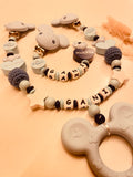 Schnullerkette Kinderwagenkette personalisiert Maus kleiner Prinz Mashallah