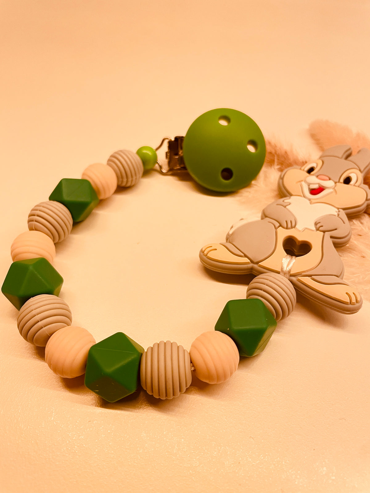 Beißkette Hase grau grün beige 9,90€, statt 19,90€