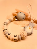 Schnullerkette personalisiert mit Namen Pinguin blau weiß Baby Geburt Geschenk 