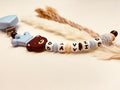 Schnullerkette Bär mit Krone blau personalisiert handgefertigt Babygeschenk Junge