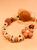 Schnullerkette personalisiert altrosa natur Leo little Princess