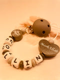 Schnullerklette personalisiert Mashallah grau kleiner Prinz