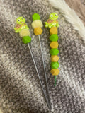 Häkelnadel Set Schildkröte grün senfgelb Amigurumisticks ergonomisch Silikon
