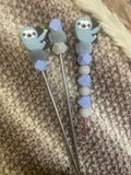 Häkelnadel Set Faultier blau grau Amigurumisticks ergonomisch Silikon Häkelzubehör
