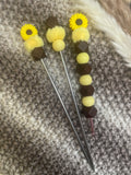 Häkelnadel Set Sonnenblume braun gelb Amigurumisticks ergonomisch Silikon
