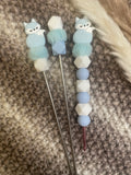 Häkelnadel Set Fuchs blau weiß Amigurumisticks ergonomisch Silikon Häkelzubehör
