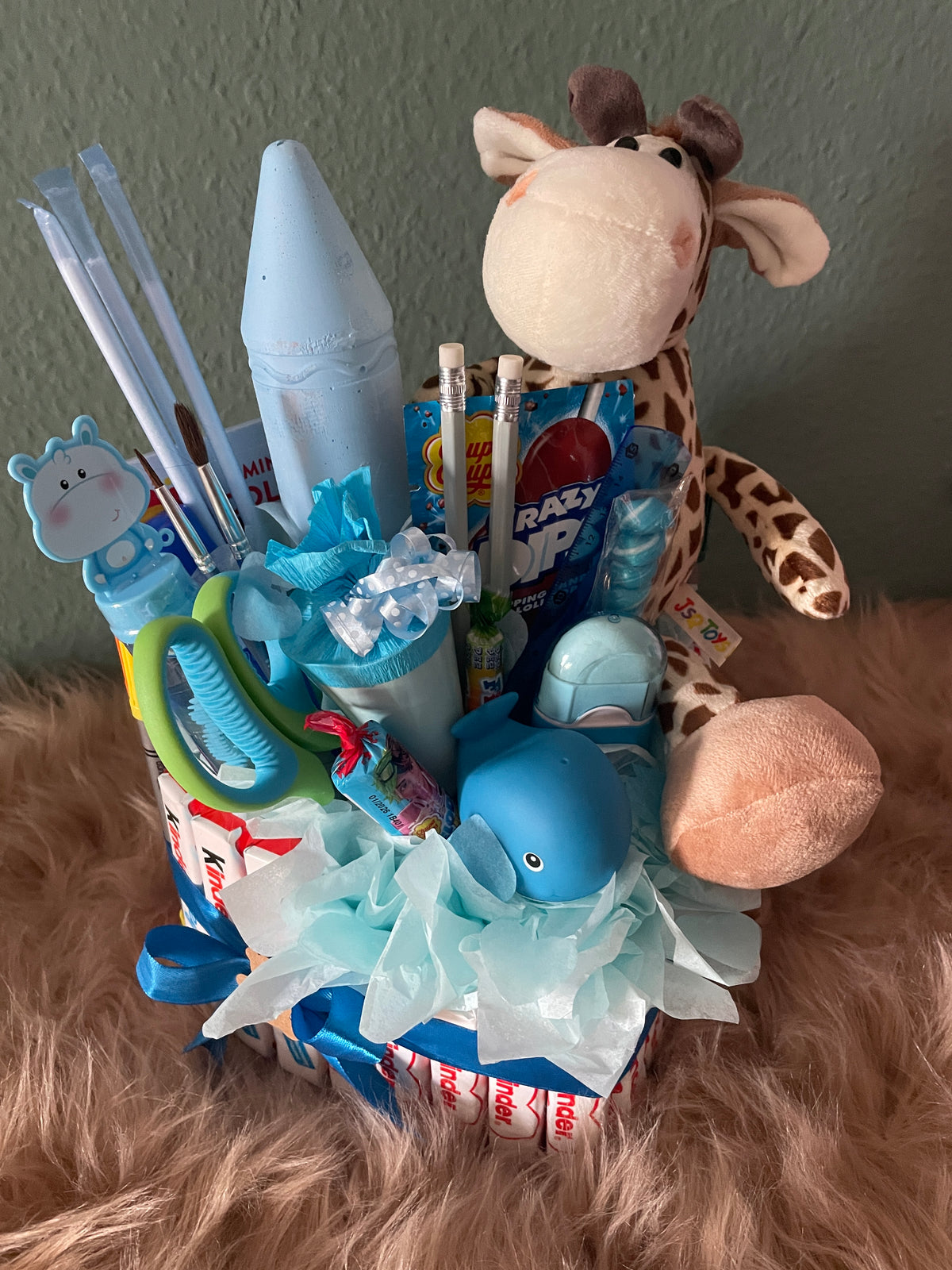 Einschulungstorte Giraffe blau