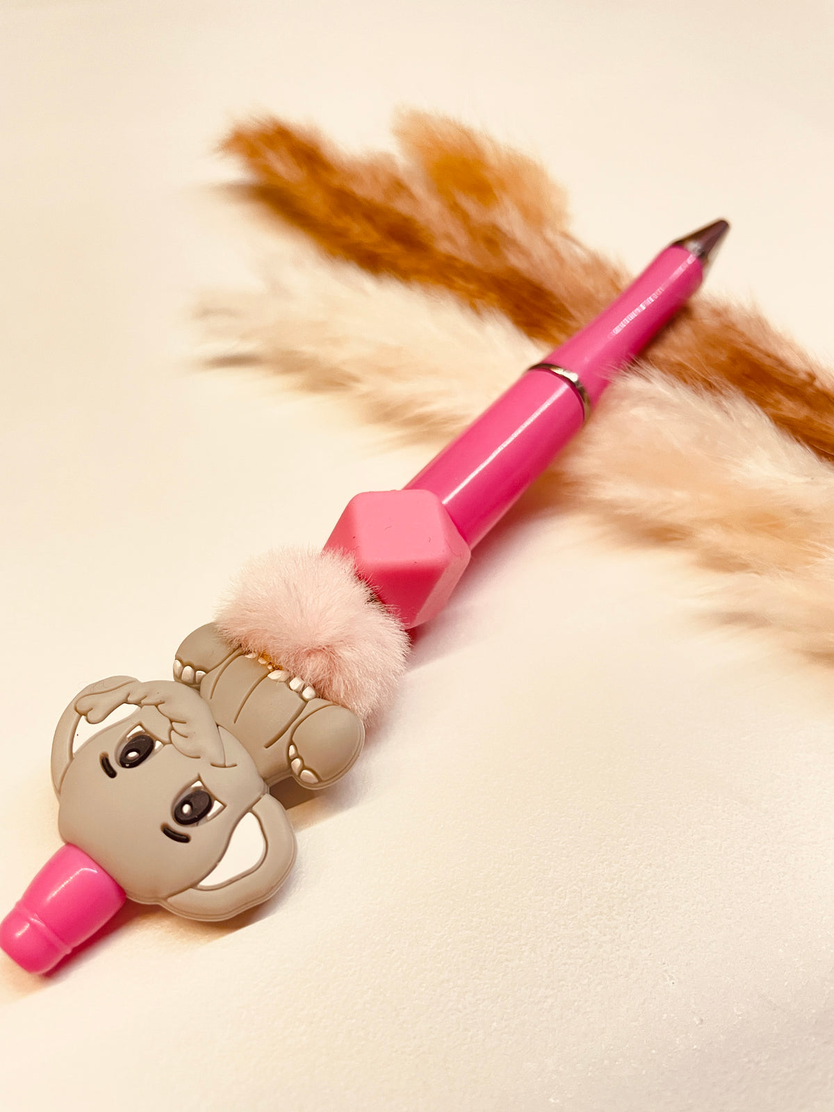Kugelschreiber Elefant grau pink