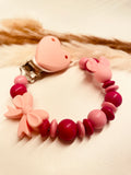 Abverkauf Schnullerkette Maus rosa, personalisierbar mit Namen