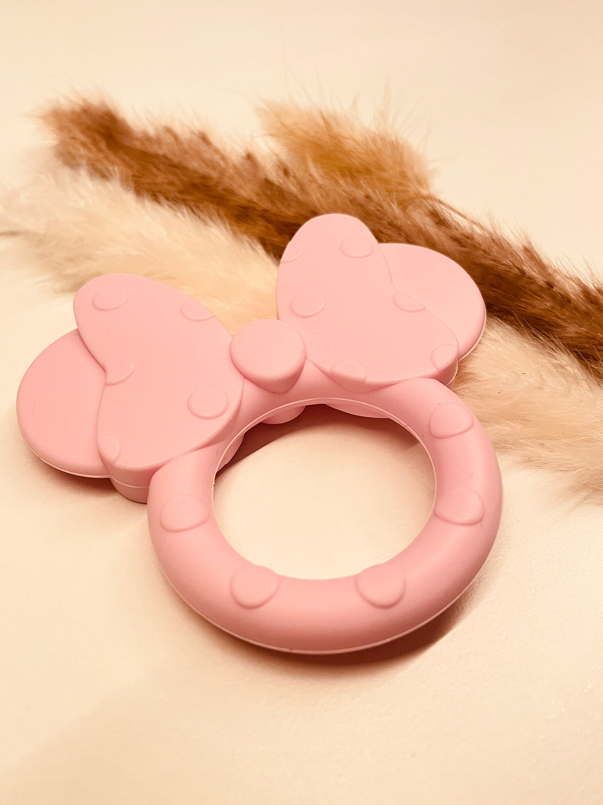 Silikonring Maus babyrosa für Schnullerketten