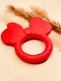 Silikonring Maus rot für Schnullerketten