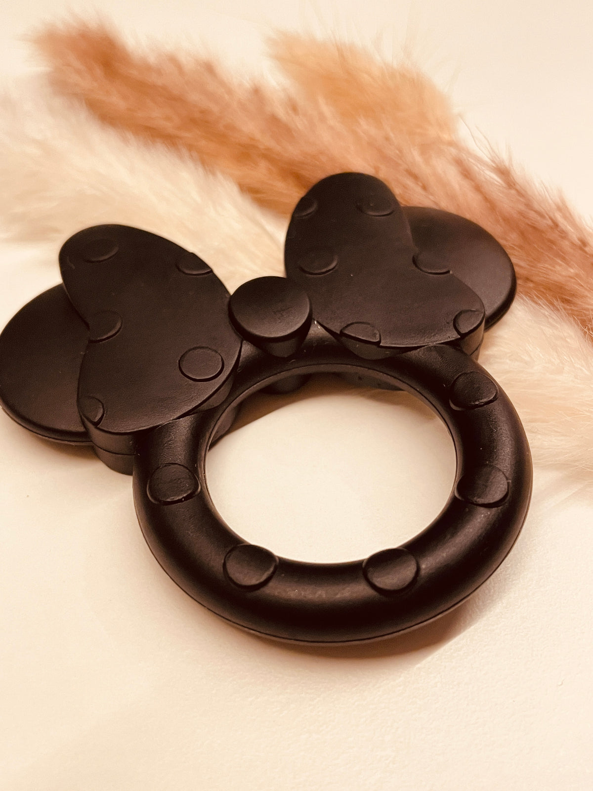 Silikonring Maus schwarz für Schnullerketten