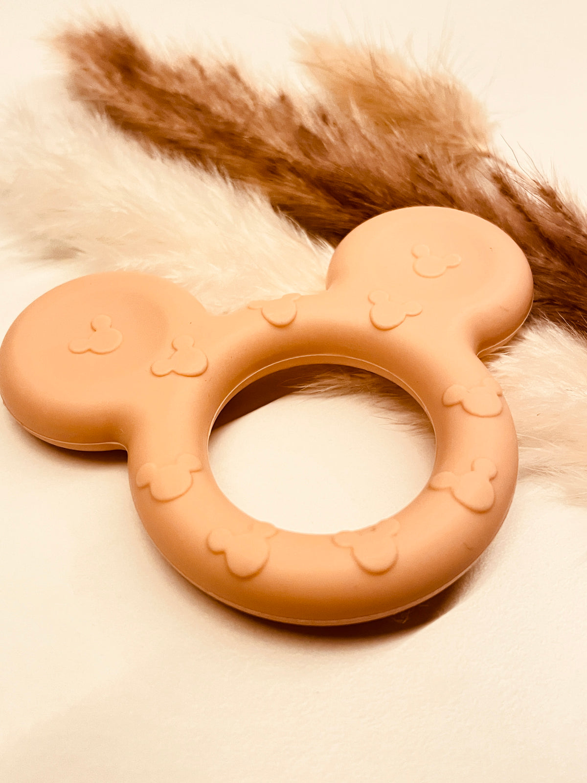 Silikonring Maus rosebrown für Schnullerketten