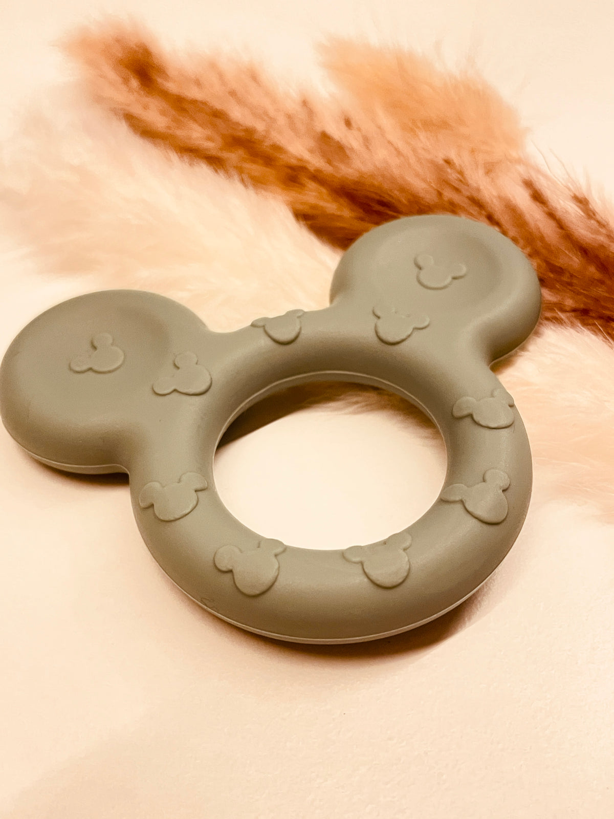 Silikonring Maus dunkelgrün für Schnullerketten