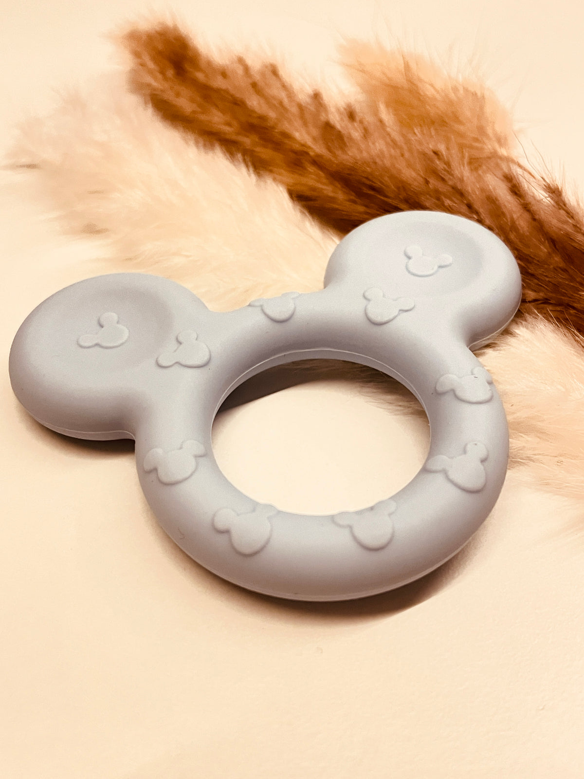 Silikonring Maus blau für Schnullerketten