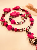 Schnullerkette, Kinderwagenkette Maus Leo pink lila