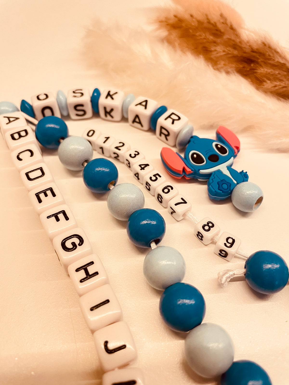 ABC & Rechenkette personalisiert Monster blau