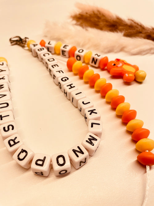 ABC & Rechenkette personalisiert Dinosaurier orange gelb Schule Einschulung Geschenk Schulkind