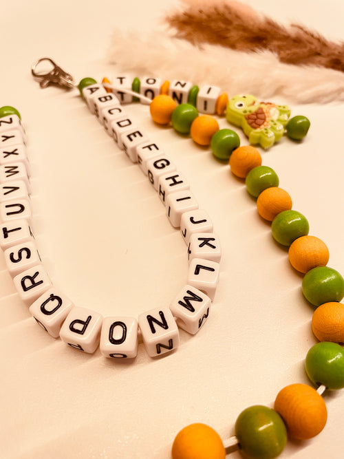 ABC & Rechenkette personalisiert Schildkröte grün orange Einschulung Geschenk Schulkind Schule lernen grün