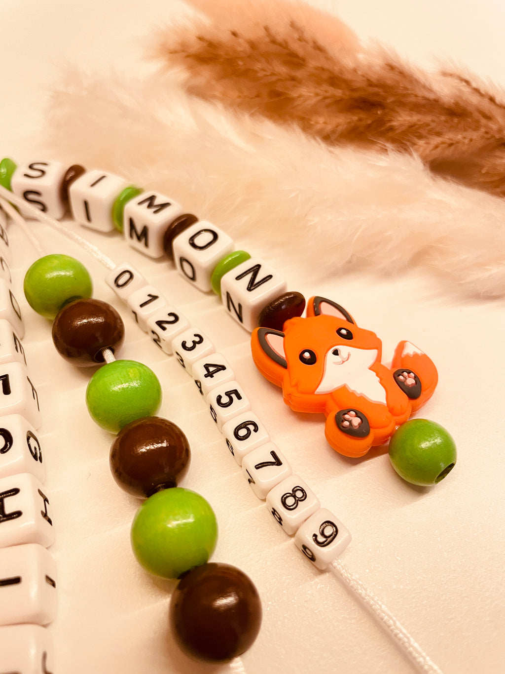 ABC & Rechenkette personalisiert Fuchs grün braun