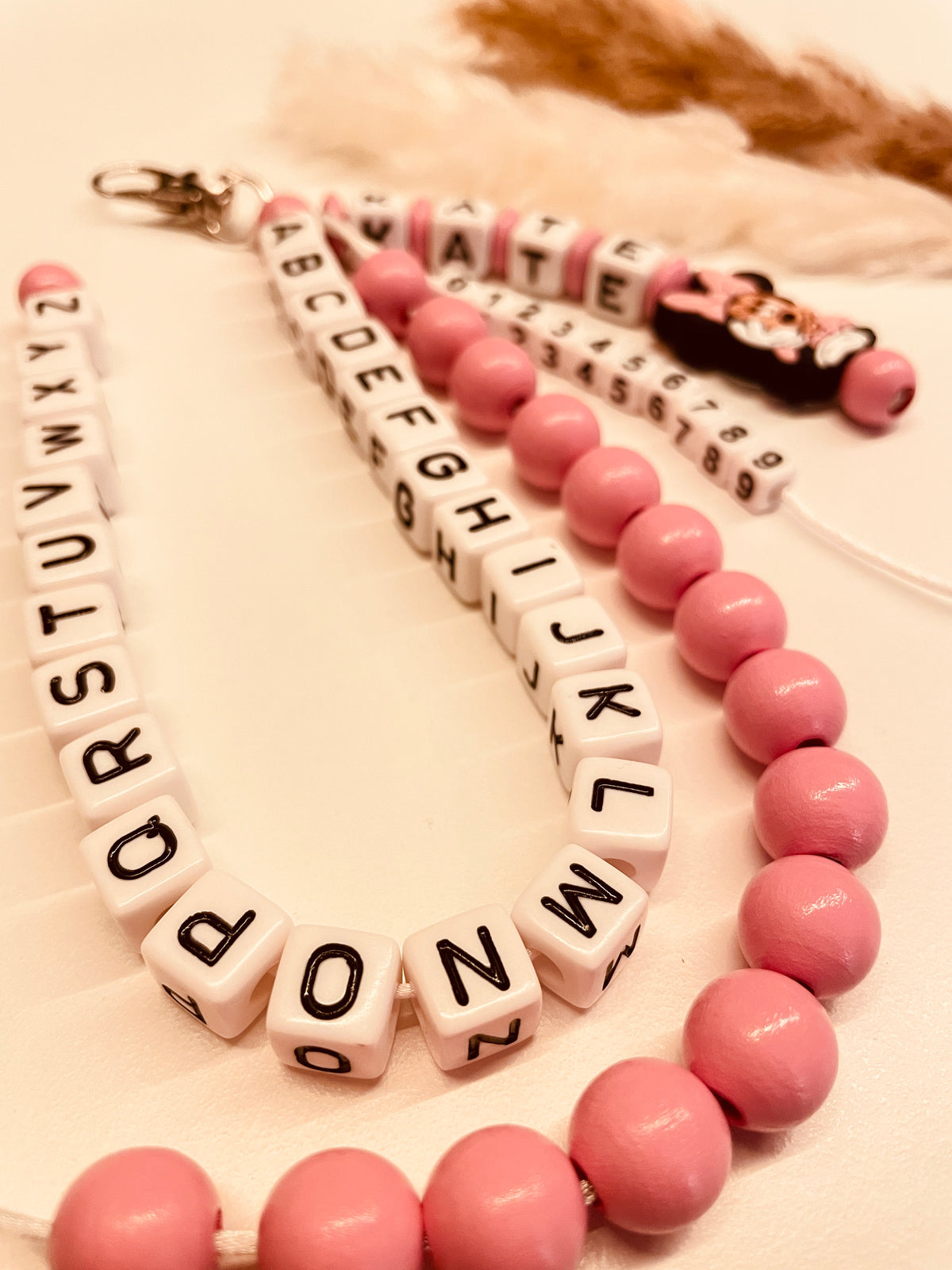 ABC & Rechenkette personalisiert Maus Figur rosa Schule Einschulung Geschenk Mädchen 