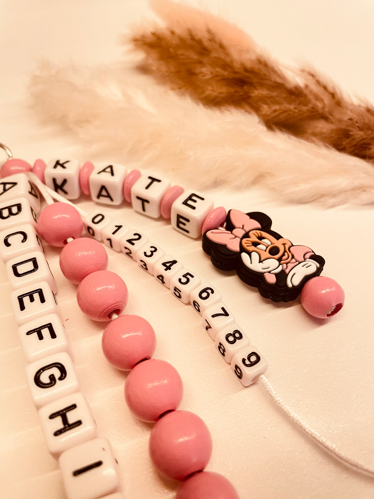 ABC & Rechenkette personalisiert Maus Figur rosa