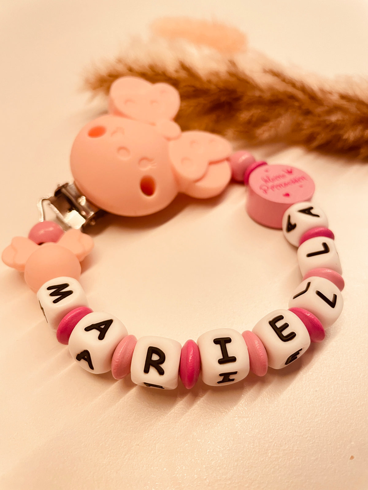 Schnullerkette kleine Prinzessin Maus pink rosa