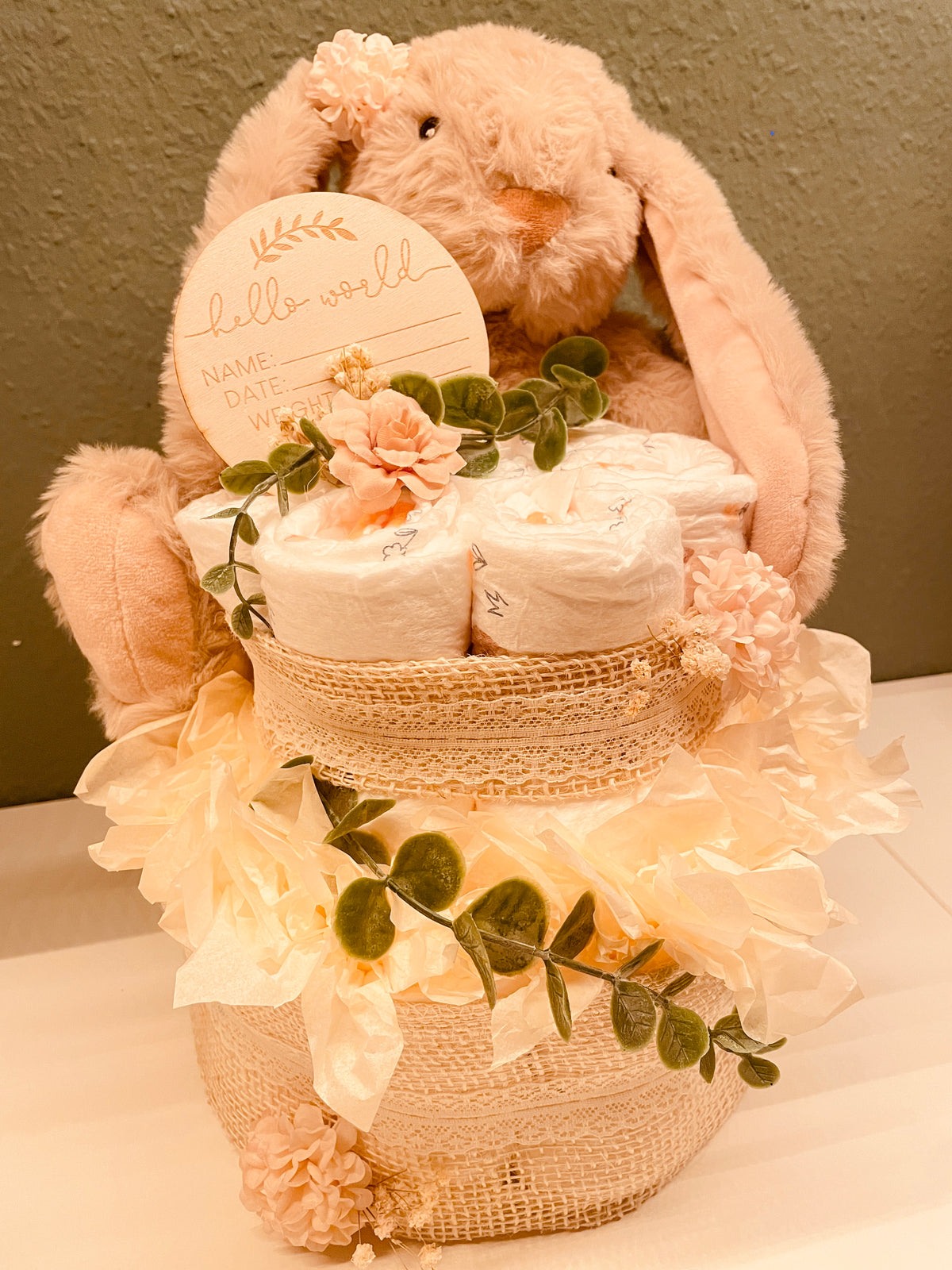 Windeltorte Hase beige
