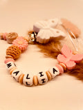 Schnullerkette Schmetterling rosa natur kleine Prinzessin mit Anhänger